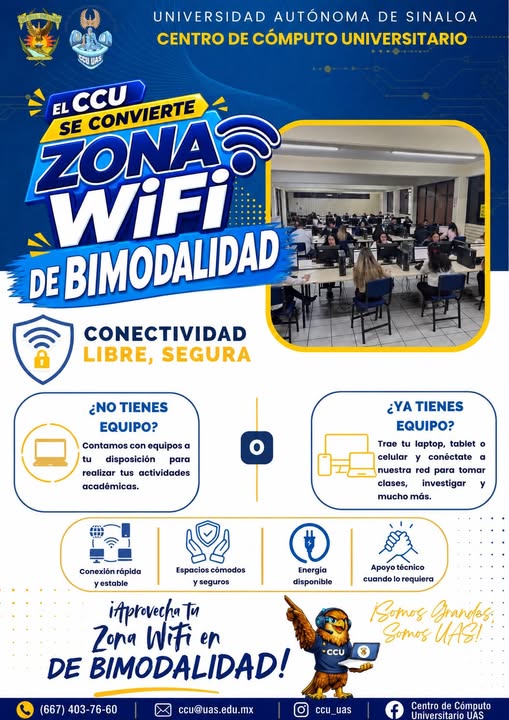 Pone la UAS a disposición de estudiantes, docentes y personal administrativo el Centro de Cómputo Universitario como zona Wi-Fi para fortalecer la Bimodalidad educativa