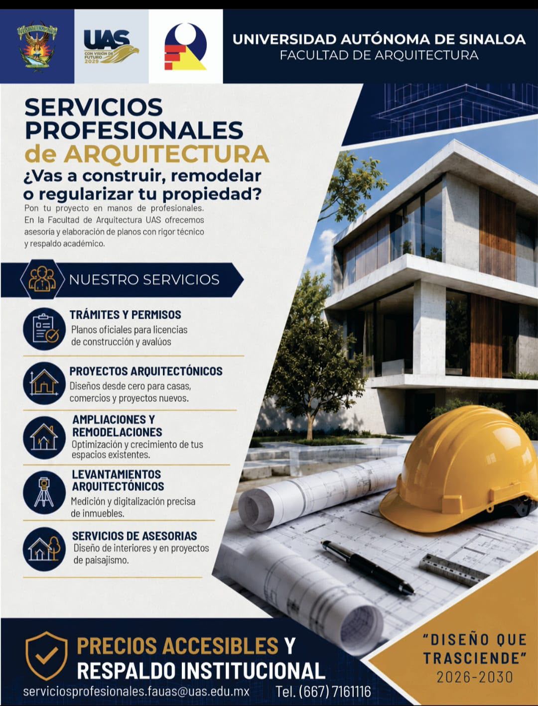 Ofrece la Facultad de Arquitectura de la UAS servicios profesionales a bajo costo para quienes buscan construir, remodelar o regularizar sus propiedades