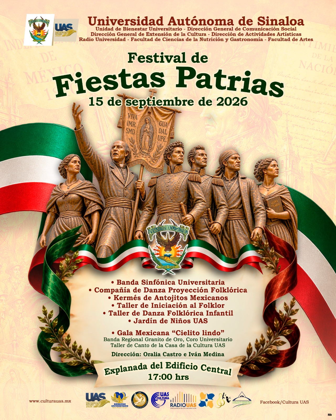 Entre música, danza, gastronomía y tradición, la UAS prepara una gran fiesta mexicana para conmemorar el 216 aniversario de la Independencia