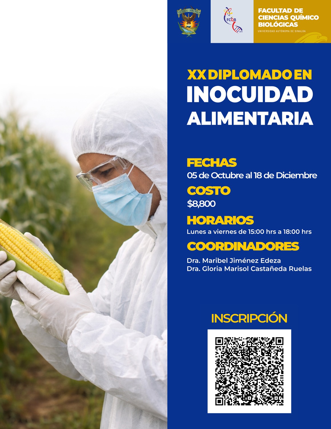 La Facultad de Ciencias Químico Biológicas de la UAS mantiene abierta la inscripción a sus nuevos diplomados mixtos para titulación y actualización profesional
